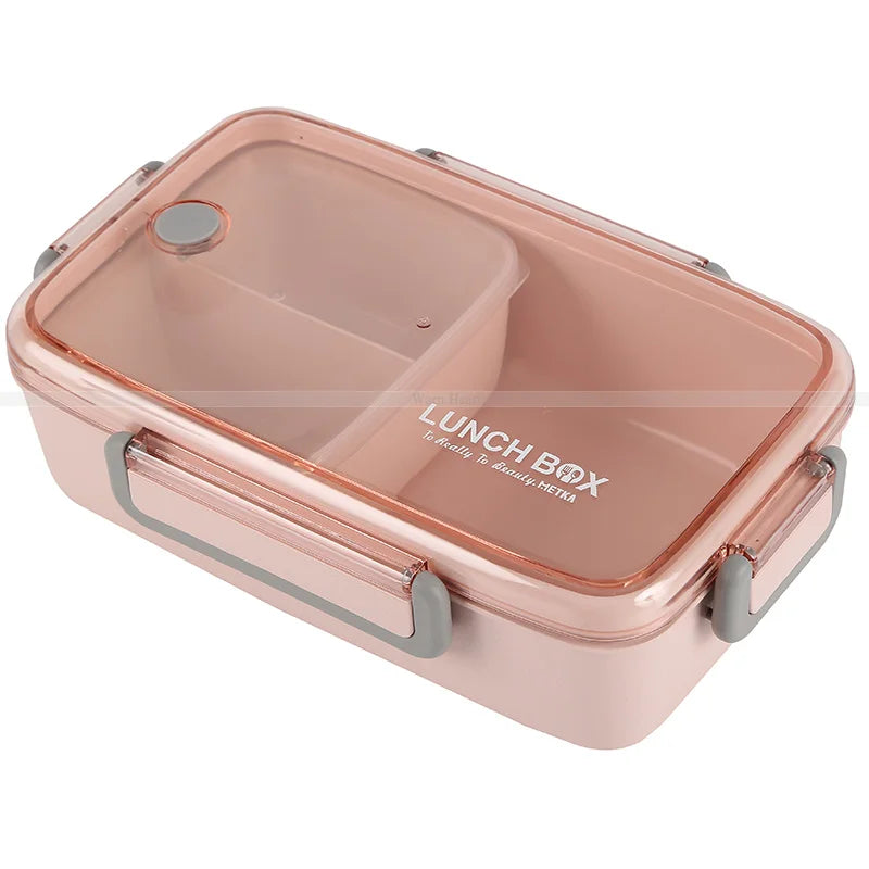 Brown/Green/Pink Lunch Box Bamboo Fiber Material Portable Bento Box Microwaveble Food Storage Container For Office Children Oasis Select Pink 23cmx15cmx7cm
