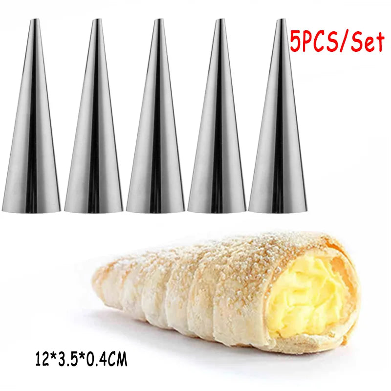 5Pcs/lot DIY Baking Cones Horn Pastry Roll Cake Mold Spiral Baked Croissants Tubes Cookie Dessert Kitchen Baking Tool Oasis Select flat