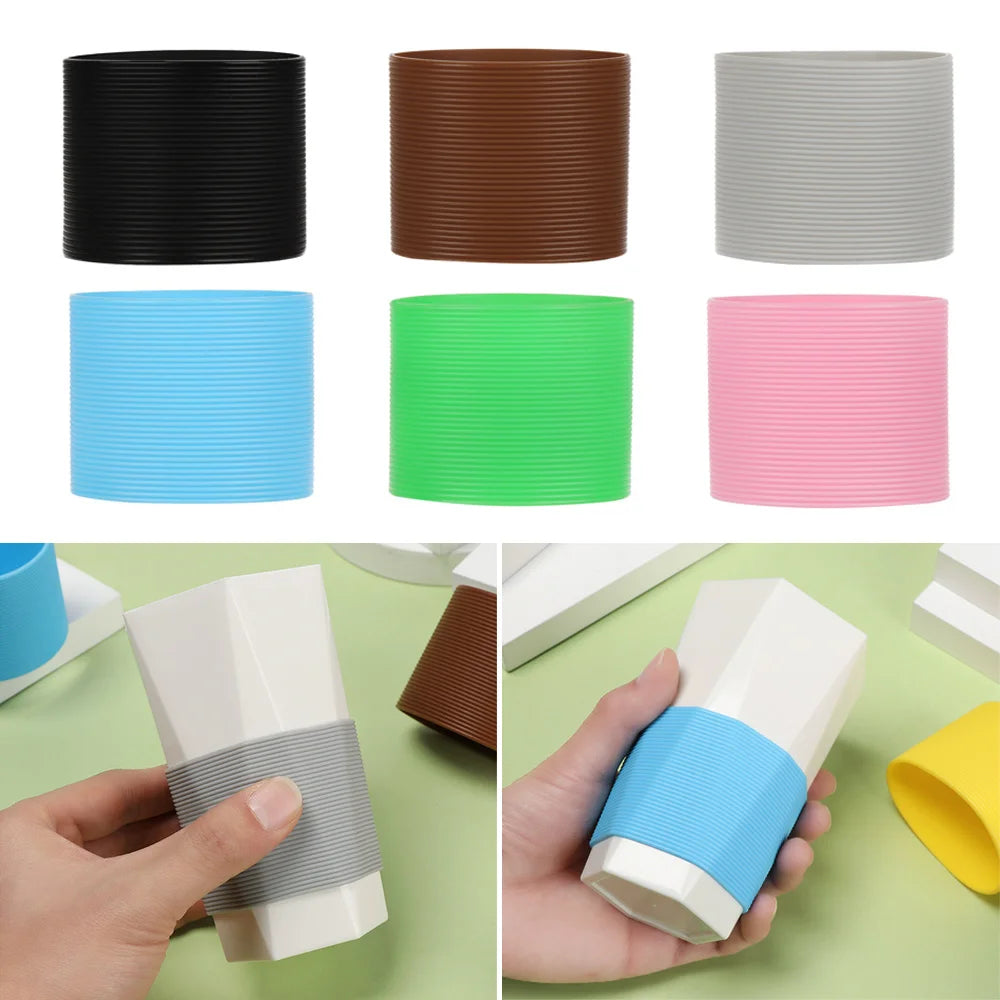Silicone Non-slip Mug Sleeve Glass Bottle Cover Cup Sleeve Heat Insulation Bottle Sleeves For Mugs Ceramic Coffee Cups Wrap Oasis Select