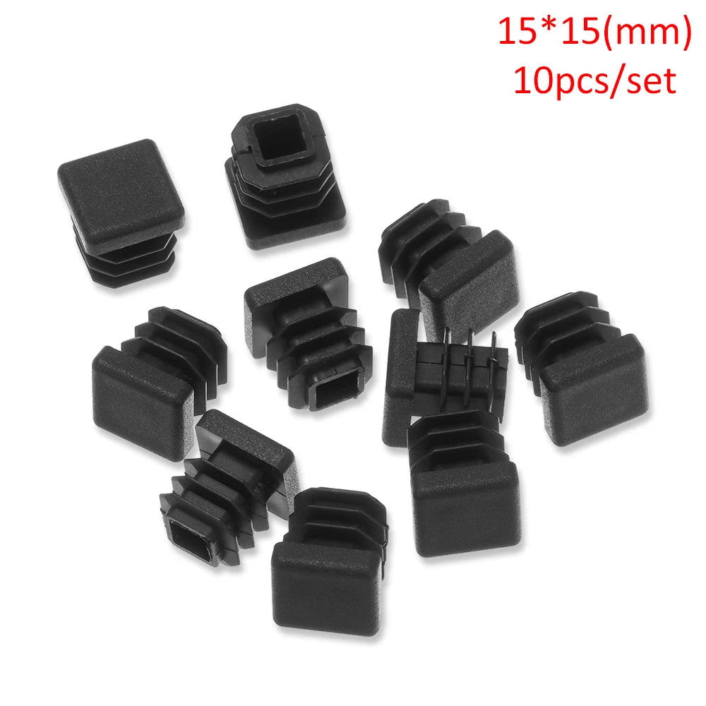 10pcs/pack Plastic Black Blanking End Caps Protector Square/Round Table Chair Foot Pad Furniture Feet Non-Slip Covers Oasis Select 15x15mm