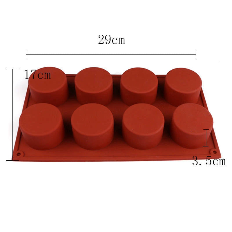 8 Holes Small Round 3D Shape Non-Stick Silicone Cake Mold for Baking DIY Jelly Muffin Mousse Ice-creams Chocolate Tool Oasis Select