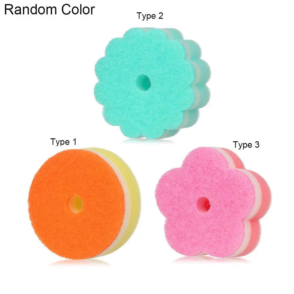 Cleaning Tool Wash Dishes Sponge Random Color Sponge Brush Dishwashing Sponge Flower Round Shape Scouring Pads Oasis Select