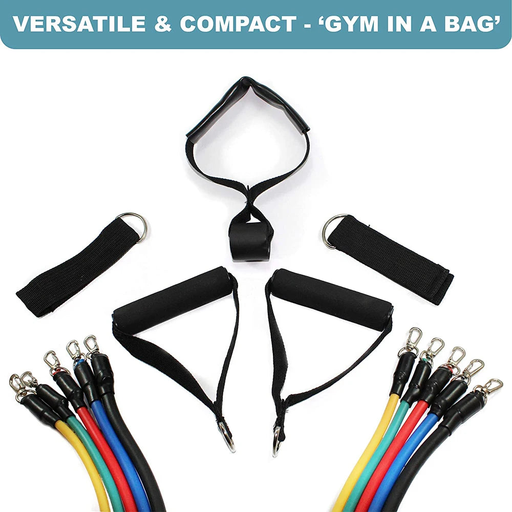 Exercise Resistance Bands Set Up to 115 lbs Fitness Stretch Workout Bands with 5 Fitness Tubes Home Gym Yoga Equipment Men Women Oasis Select