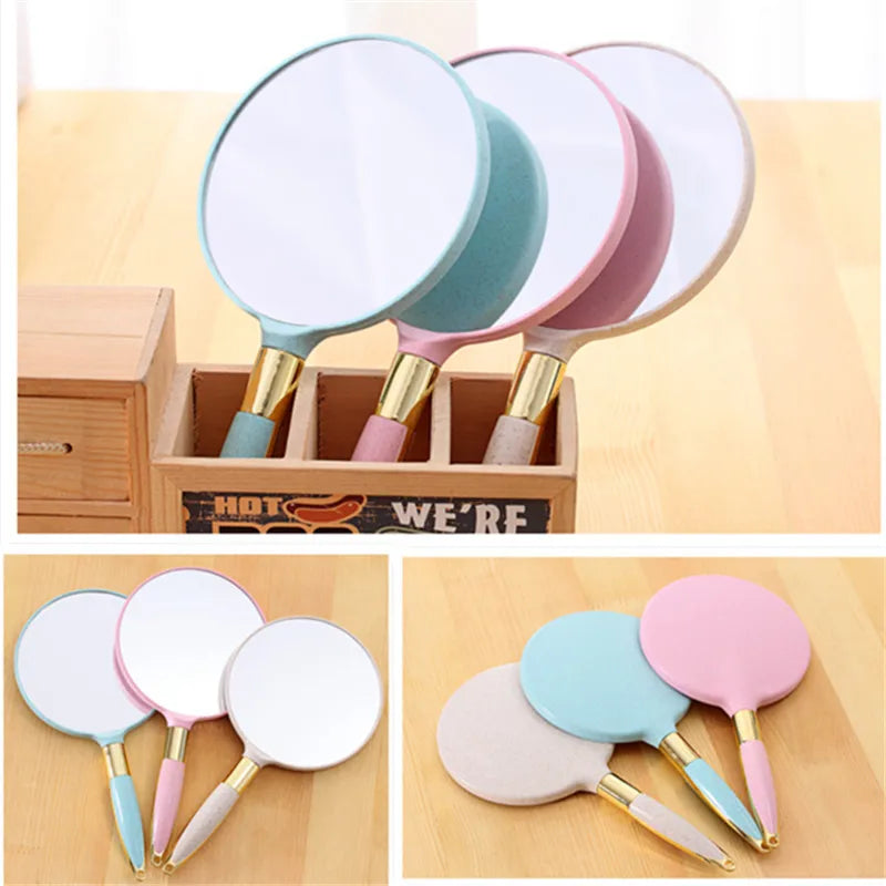 High definition handle make-up mirror hand held beauty dressing portable European retro mirror Oasis Select 1 Pack Beige