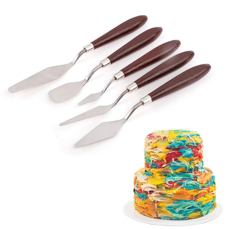 5-Piece Stainless Steel Palette Knife & Pastry Scraper Set Spatula & Scraper Set Oasis Select