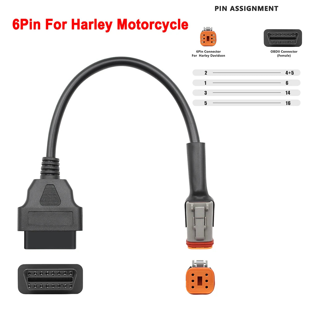 Motorcycle OBD2 Extension Cable – KTM Yamaha Honda Suzuki Ducati OBD2 Diagnostic Cable Oasis Select For Harley 6pin