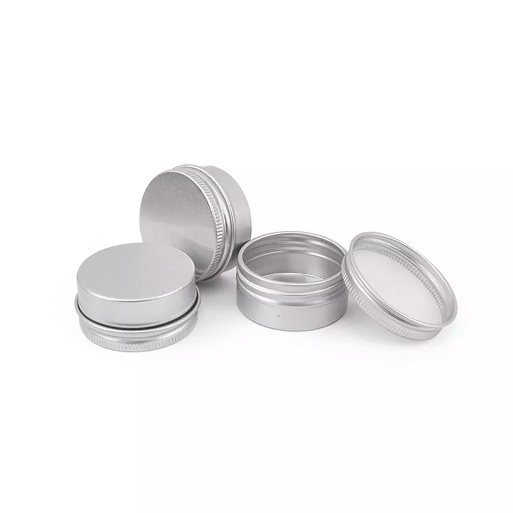 5ml-250ml Cosmetic Aluminum Cans Aluminum Boxes Silver Aluminum Tins Cans Screw Top Round Candle Spice Tins Cans Lid Containers Oasis Select