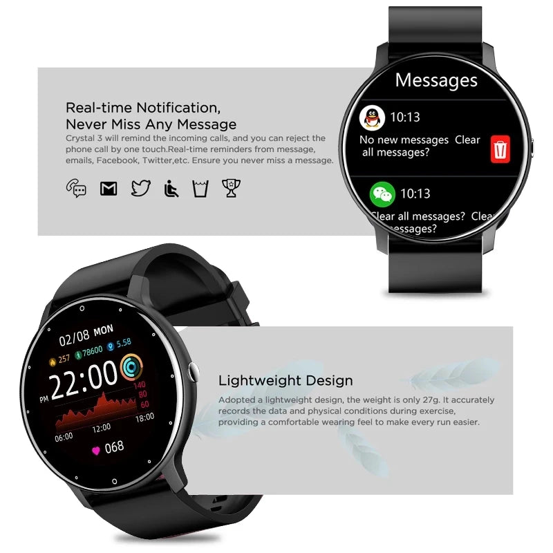 LIGE Smart Watch – Fitness Tracker, Heart Rate, Waterproof