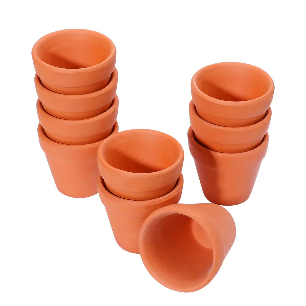 10Pcs Red Pottery Flower Pot Clay Pottery Planter Cactus Flower Pots Succulent Pot With Drainage Hole Great For Plants Oasis Select Orange-M