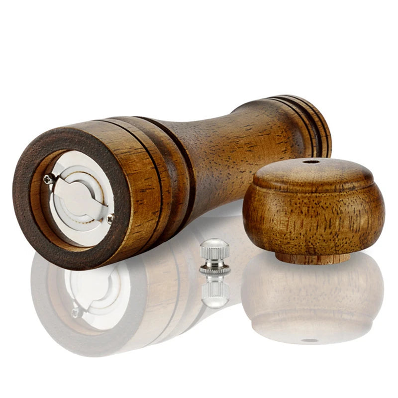 4-Pack Oak Wood Pepper & Salt Mill Grinder Set – Ceramic Core Salt & Pepper Mills Oasis Select