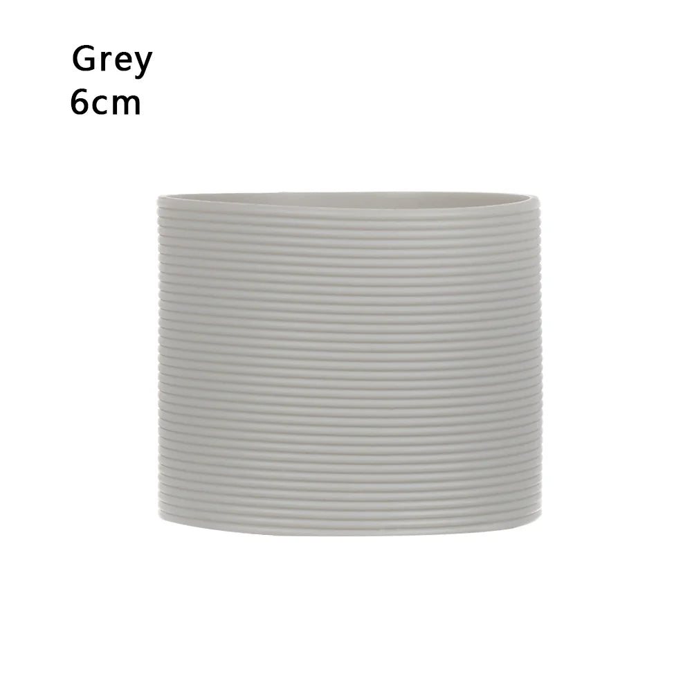Silicone Non-slip Mug Sleeve Glass Bottle Cover Cup Sleeve Heat Insulation Bottle Sleeves For Mugs Ceramic Coffee Cups Wrap Oasis Select Grey-6cm