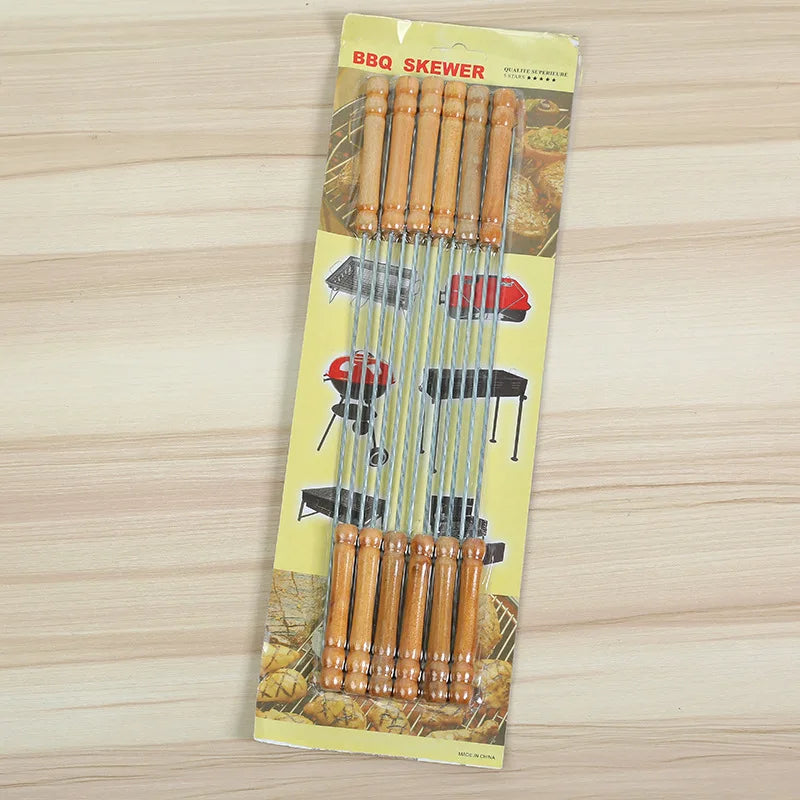 Skewers for Barbecue Reusable Grill Stainless Steel Skewers Shish Kebab BBQ Camping Flat Forks Gadgets bbq accessories grilling Oasis Select 12 pieces (thin)