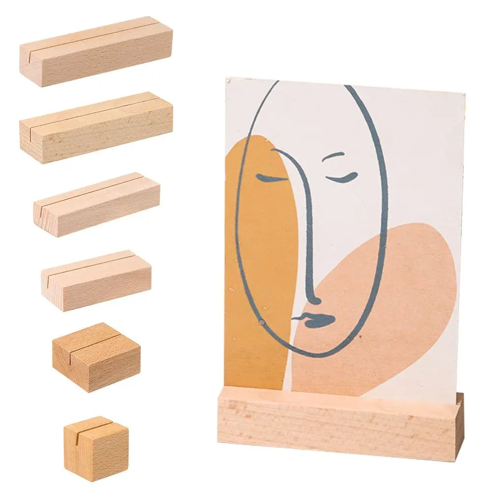 Picture Frame Base Desk Card Natural Wooden Notes Clips Photo Holder Clamps Stand Support Desktop Decor Oasis Select
