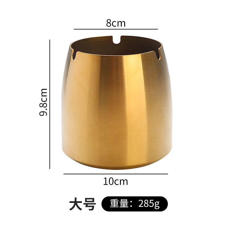 Personality trend anti-fly ash with cover home hotel bar restaurant custom stainless steel large ashtray ashtray Oasis Select Golden large A