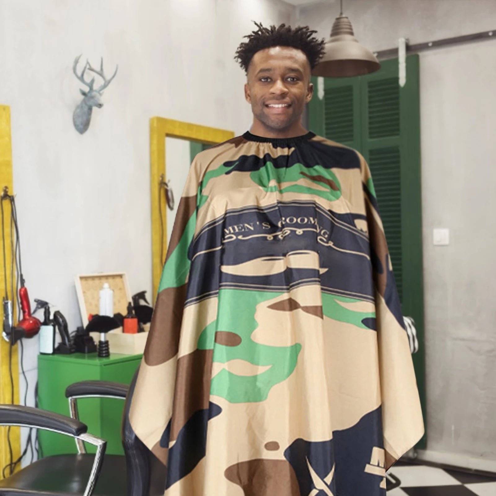 Hairdressing Cloth Camouflage Pattern Apron Haircut Cape Waterproof Hair Cutting Gown Barber Cape Hairdresser Cape Gown Cloth Oasis Select