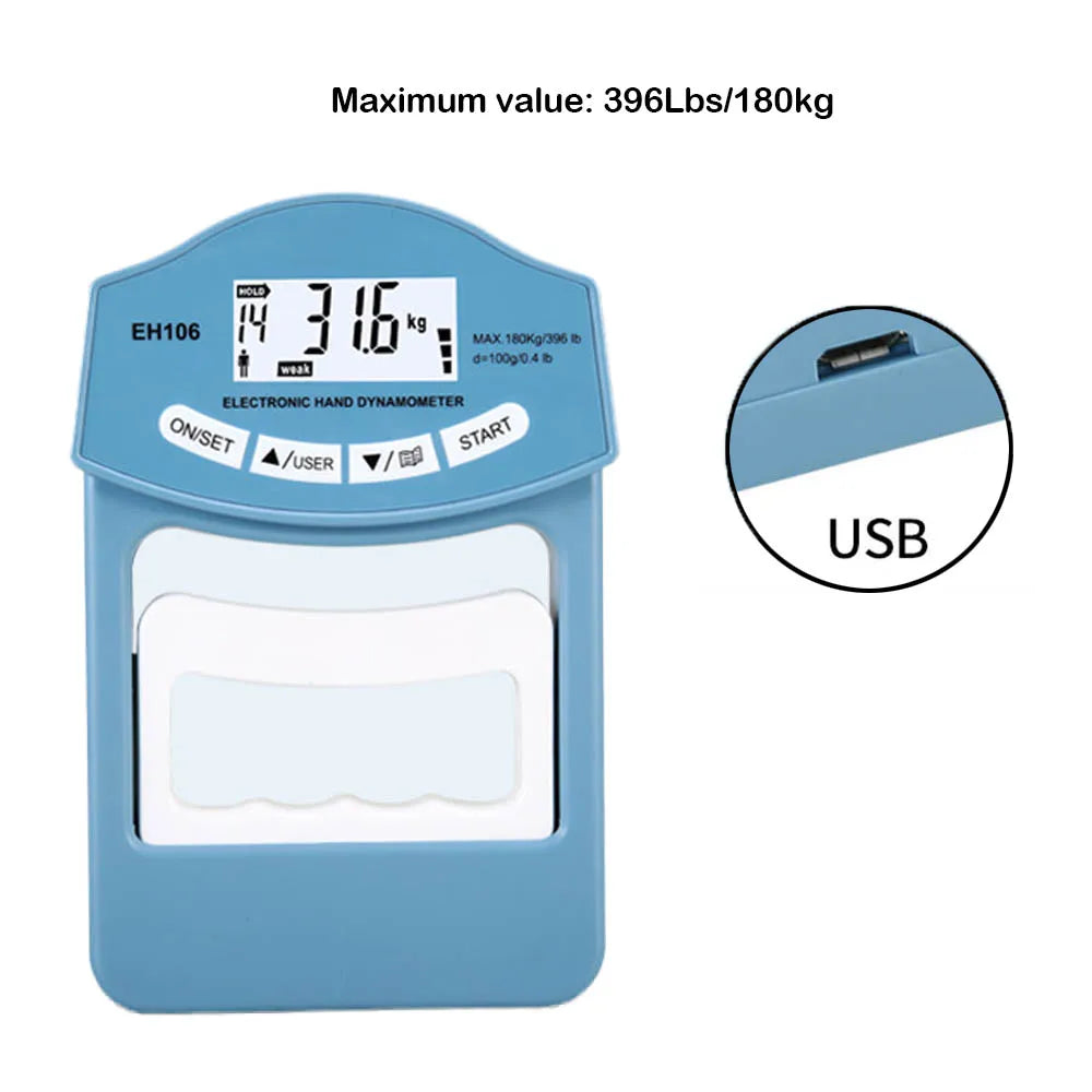 396Lbs/180 Kgs Digital Hand Dynamometer Grip Strength Measurement Meter Auto Capturing Electronic Hand Grip Power Oasis Select