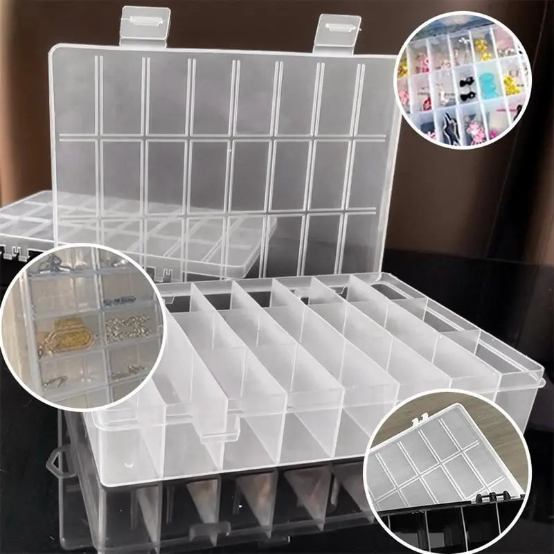 24 Grids Compartment Plastic Storage Box Jewelry Earring Box Bead Screw Container Home Storage Case Display Organizer Container Oasis Select