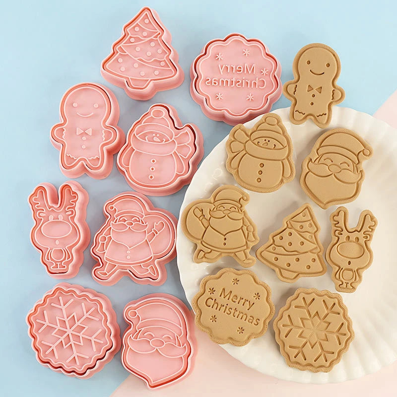 8-Piece Christmas & Halloween Cookie Cutter Set | 3D Stamp Molds Cookie Cutter Set Oasis Select