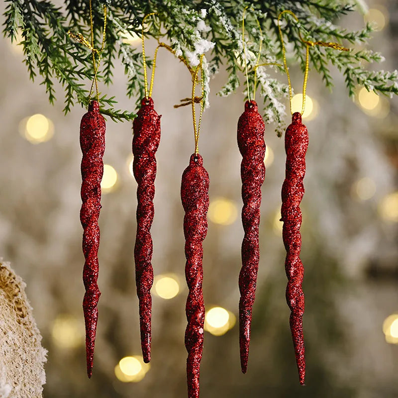 5pcs Christmas Decoration Simulation Ice Xmas Tree Hanging Ornament DIY Fake Icicle for Wedding Winter Party Decor New Year Oasis Select