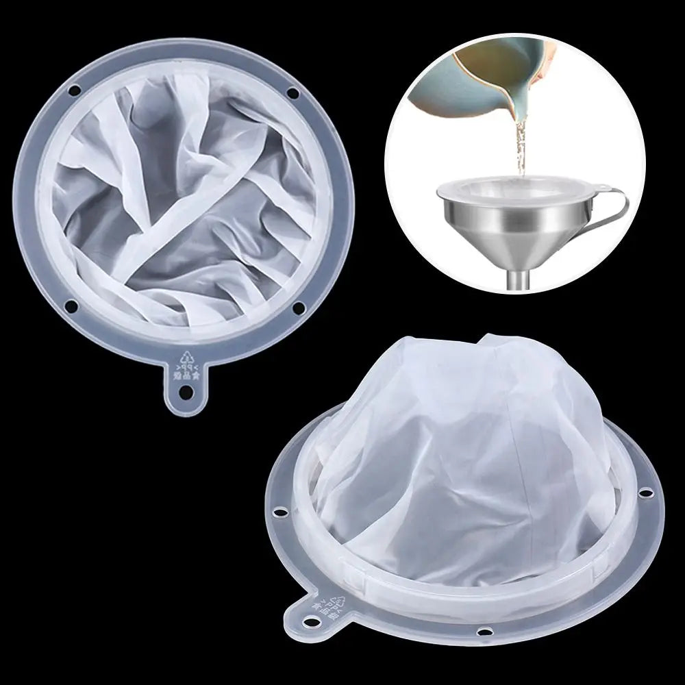 13/15CM Stainless Steel Funnel 100-450 Mesh Nylon Filter Fruit Milk Traditional Chinese Medicine Oil White Wine Boiled Water Oasis Select