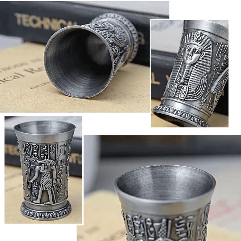 Creative European Retro Wine Glass Zinc Alloy Egyptian Wine Glass Ancient Egypt Wine Glass Metal Crafts Christmas Halloween Gift Oasis Select