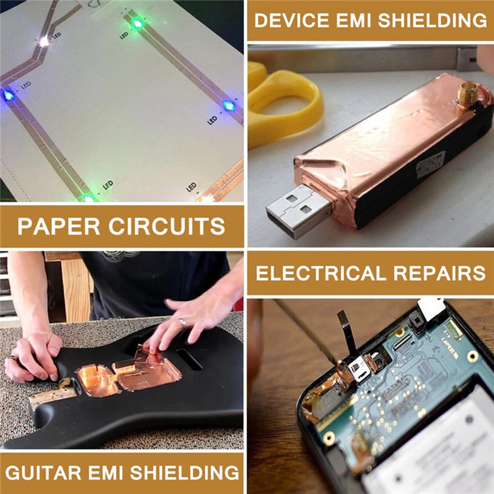 Heat Resist Repair Tape Single Side Conductive Copper Foil Tape Adhesive EMI Shielding Anti-static Repair Tape 10mm 15mm 20mm Oasis Select