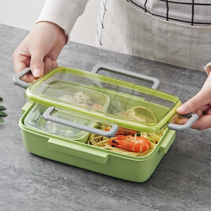 Brown/Green/Pink Lunch Box Bamboo Fiber Material Portable Bento Box Microwaveble Food Storage Container For Office Children Oasis Select