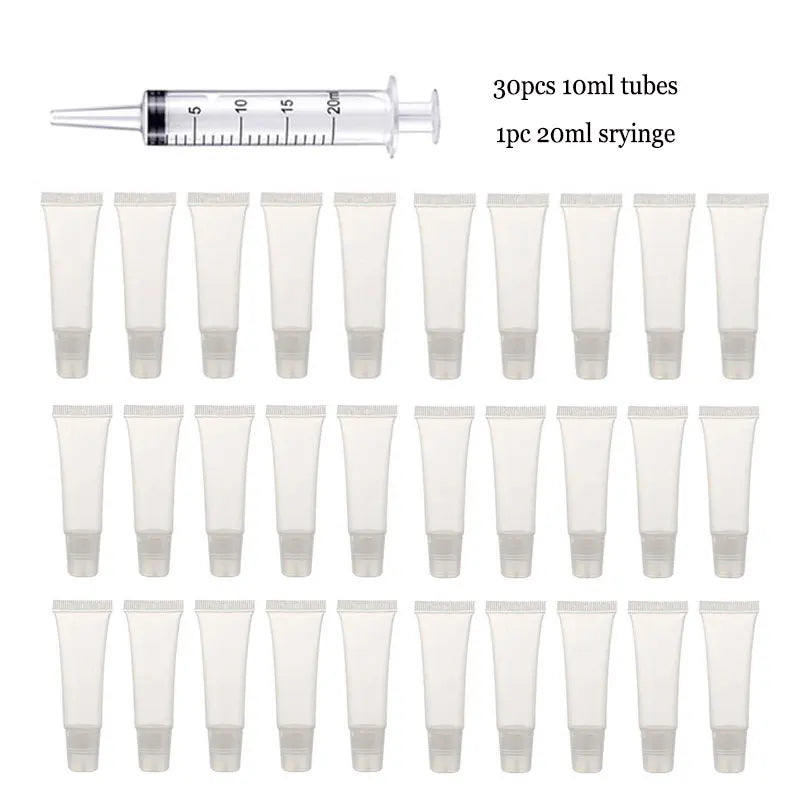 Empty Lip Gloss Tubes with Syringe Clear Soft Lip Gloss Container Refillable Lipgloss Tubes for DIY Cosmetic Makeup Oasis Select 30pcs 10ml