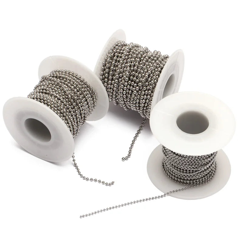 10m/Roll 1.5/2.0/3.0mm Stainless Steel Ball Beaded Chain Necklace Chains for Making Jewelry Dog Tag Keychain DIY Oasis Select