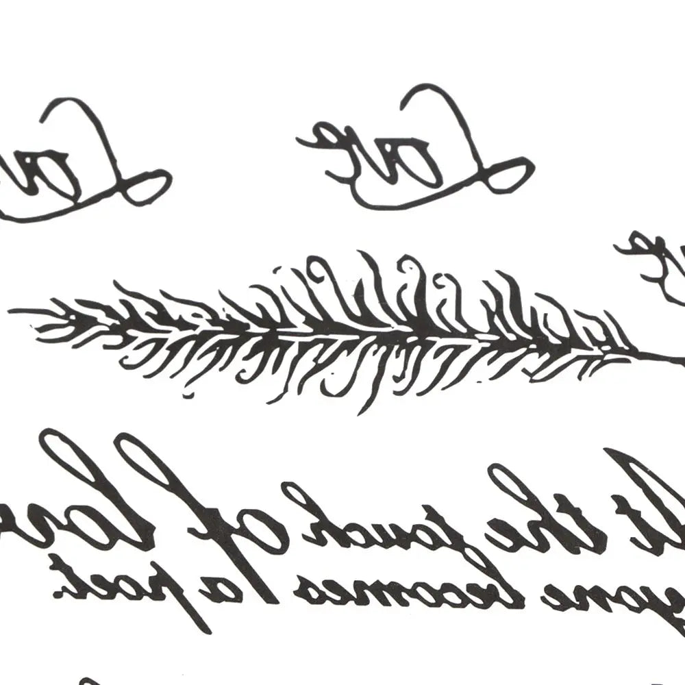 Waterproof Temporary Tattoo Stickers – Black Words & Feather
