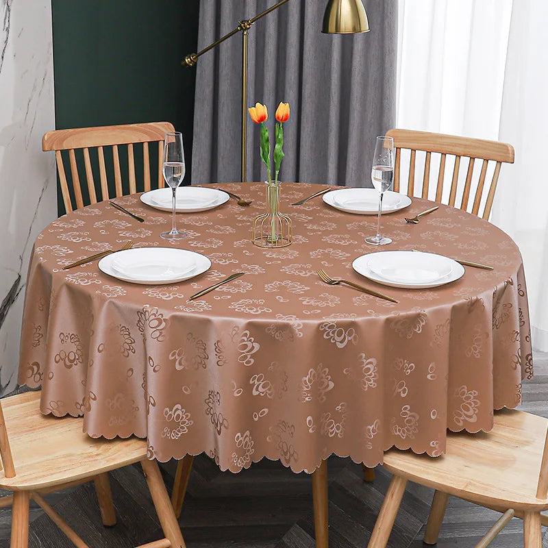 European waterproof oil proof scald proof and wash free round table cloth for Hotel round table cloth round table cover Oasis Select Diameter 200cm coffee