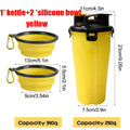 2-in-1 Portable Pet Food & Water Bottle with Folding Bowl Travel Pet Feeder Oasis Select YELLOW