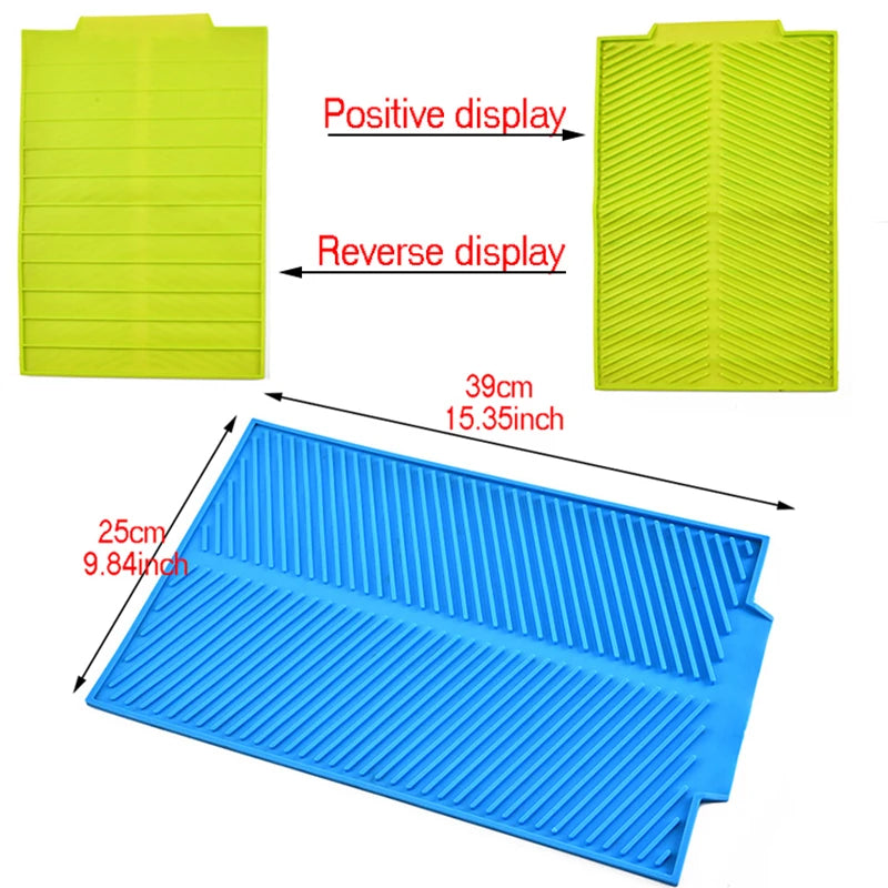 4pcs/set Dish Drying Mat Heat Resistant Non-slip Tray Silicone Tableware Dishwaser Pad Dinnerware Table Mat Placemat 39*25cm Oasis Select