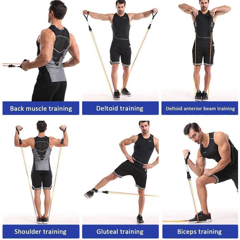 Exercise Resistance Bands Set Up to 115 lbs Fitness Stretch Workout Bands with 5 Fitness Tubes Home Gym Yoga Equipment Men Women Oasis Select