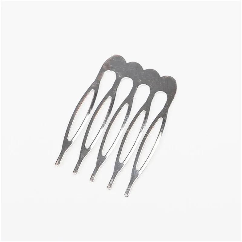 10pcs Gold Metal Side Hair Combs Plain Blank Headpiece French Twist Clip For DIY Wedding Bridal Veil Combs Decor Hair Accessory Oasis Select Rhodium 5