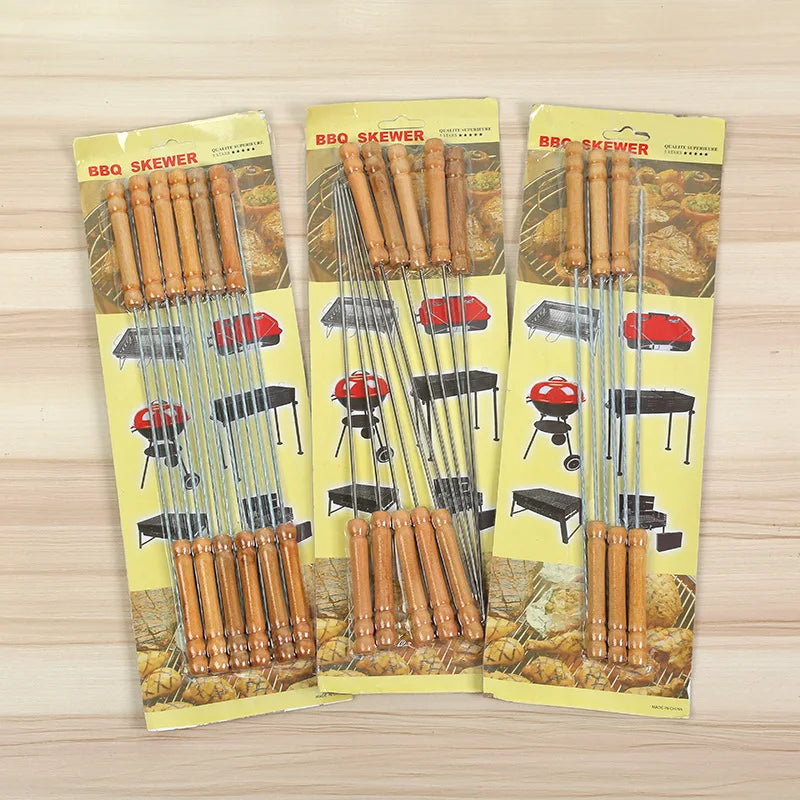 Skewers for Barbecue Reusable Grill Stainless Steel Skewers Shish Kebab BBQ Camping Flat Forks Gadgets bbq accessories grilling Oasis Select