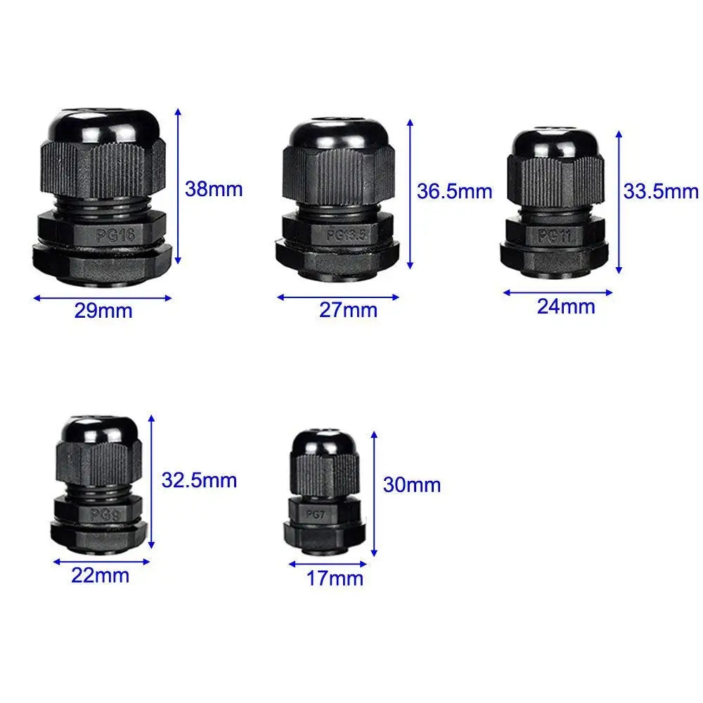 10 Pieces Nylon Cable Gland Kit, Waterproof Ip68 Cable Gland Joints Adjustable Locknut, Pg7 Pg9 Pg11 Pg13.5 Pg16 Oasis Select