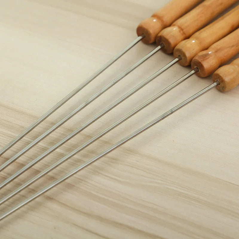 Skewers for Barbecue Reusable Grill Stainless Steel Skewers Shish Kebab BBQ Camping Flat Forks Gadgets bbq accessories grilling Oasis Select