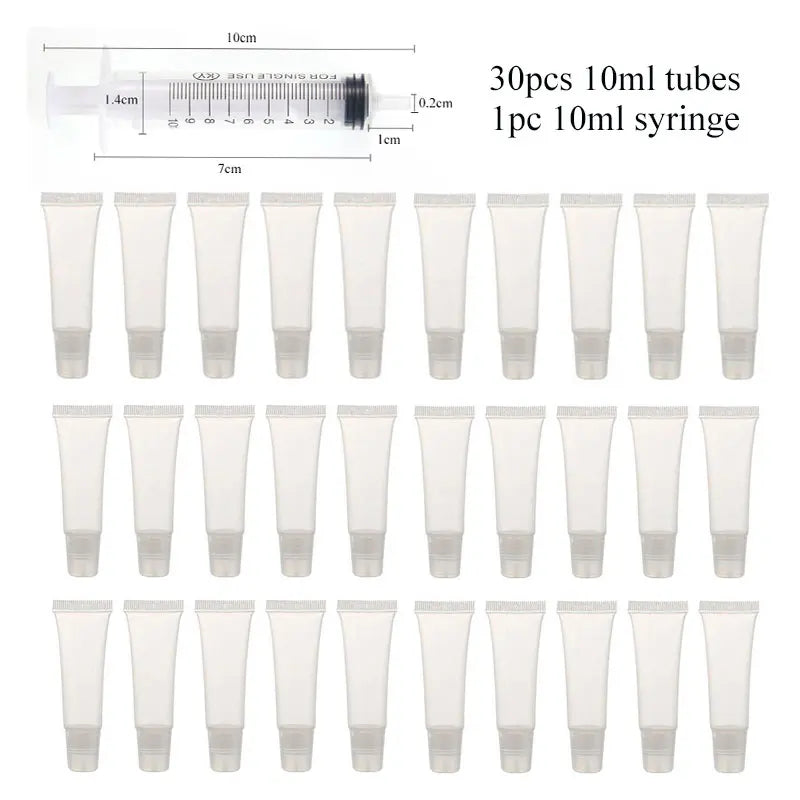 Empty Lip Gloss Tubes with Syringe Clear Soft Lip Gloss Container Refillable Lipgloss Tubes for DIY Cosmetic Makeup Oasis Select