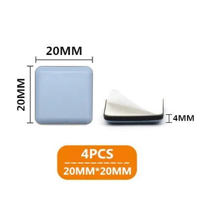 4PCS Floor Rubber Protector Pads Self-Adhesive Anticollision Round Mat Chair Table Glides Furnitures Legs Slider Home Supplies Oasis Select Square 20x20mm 4pcs