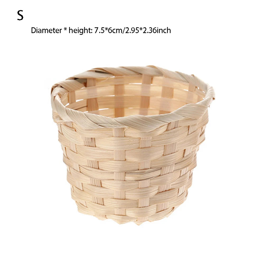 New Handmade Bamboo Garden Flower Pot Wicker Basket Straw Patchwork Wicker Rattan Seagrass Storage Organizer Nursery Pots Oasis Select 1