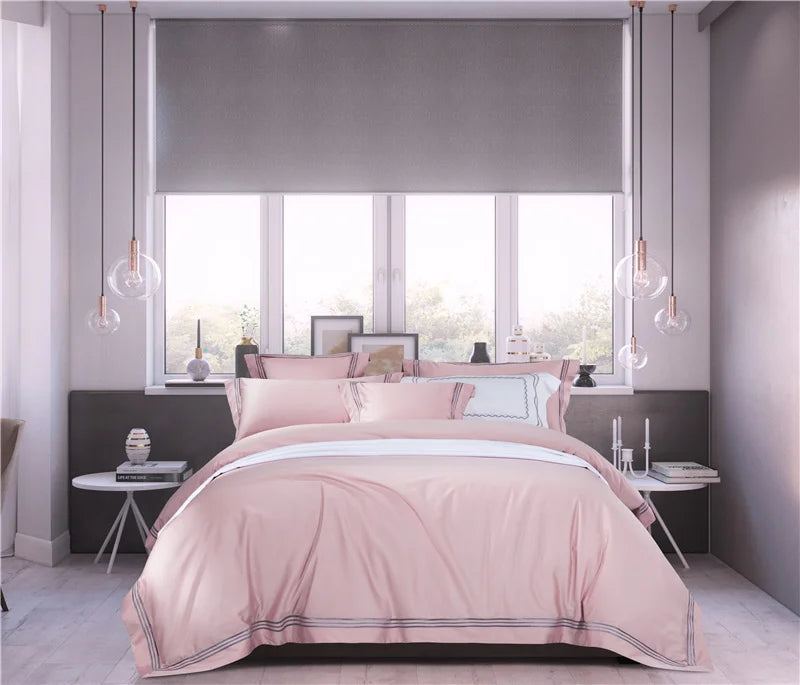 120s long-staple cotton satin cotton light luxury quilt cover four-piece high-end hotel European-style cotton bedding Oasis Select Peach flour 1.8m bed sheet