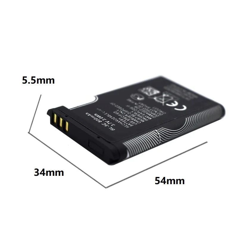 1Pcs 3.7V 1020mAh Battery BL-5C BL5C BL 5C Rechargeable Batteries For Nokia 2112 2118 2255 2270 2280 2300 2600 2610 3125 3230 Oasis Select