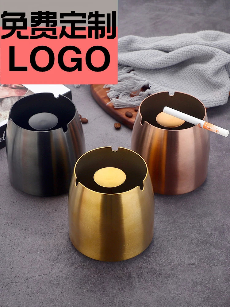 Personality trend anti-fly ash with cover home hotel bar restaurant custom stainless steel large ashtray ashtray Oasis Select