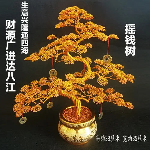 Aluminum wire handicrafts living room indoor bonsai fortune tree money tree money tree decorations home accessories Oasis Select 38cm x 35cm A