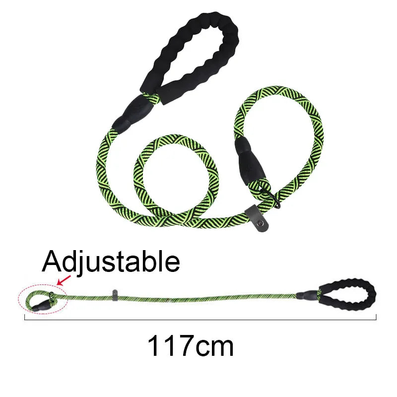 Pet Dog Leash Traction Rope P Chain Durable Large Dog Leash Nylon Adjustable Loop Collar Strongest Pulling Rope Leashes for Dogs Oasis Select