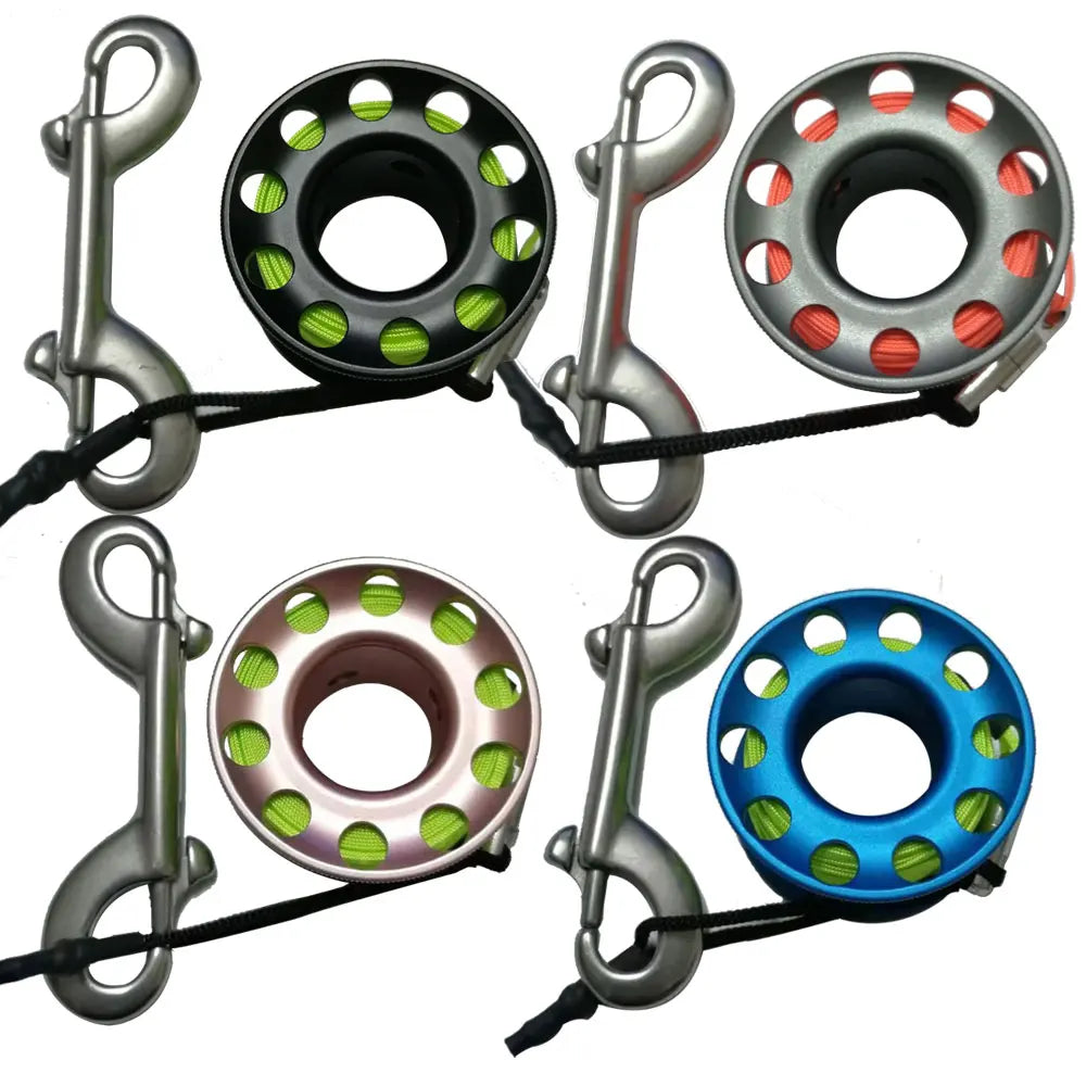 15m 20m Mini Scuba Diving Spool Finger Reel Bolt Snap Hook Aluminum Alloy Free Diving Finger Spool Dive Reel Oasis Select