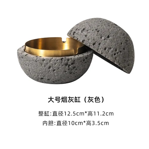 2021 new Cement ashtray creative personality trend anti fly ash with cover living room home office decoration ashtray Oasis Select grey large