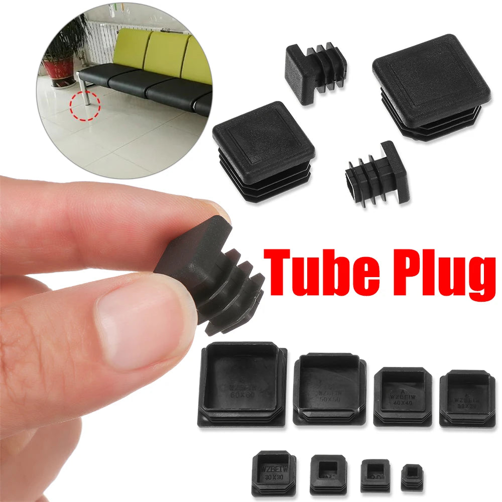 10pcs/pack Plastic Black Blanking End Caps Protector Square/Round Table Chair Foot Pad Furniture Feet Non-Slip Covers Oasis Select