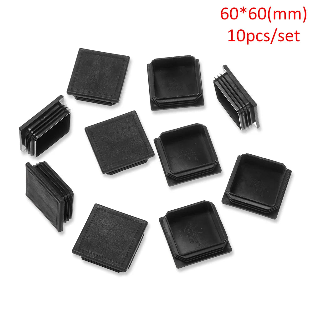 10pcs/pack Plastic Black Blanking End Caps Protector Square/Round Table Chair Foot Pad Furniture Feet Non-Slip Covers Oasis Select 60x60mm